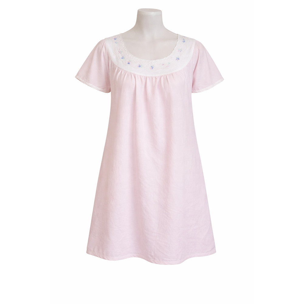 Private Moments Pink Gauzy Cotton Blend Babydoll Nightgown Romantic USA Medium